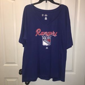 New York Rangers Women’s Vneck T-shirt Size 1x